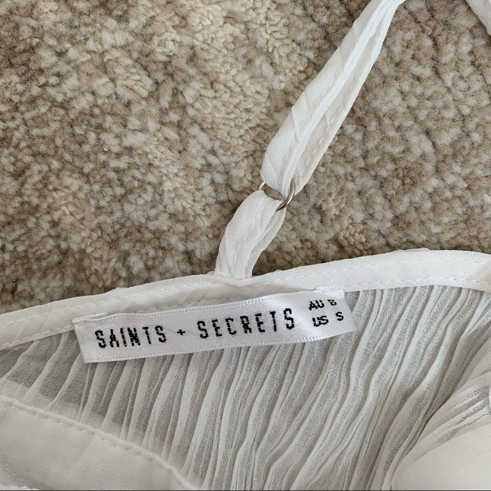 White Ruffle Crepe Dress - Picture 10 of 11